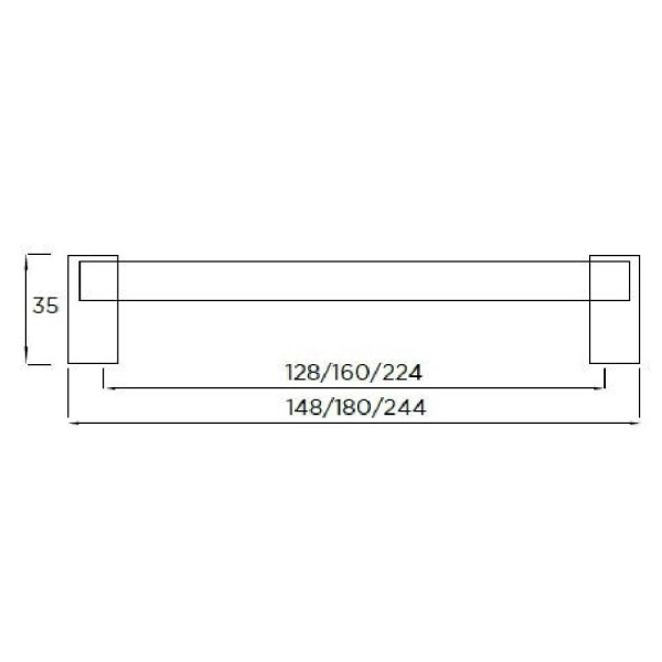 MIDDLENTON BAR Handle - 3 sizes- 2 bar dia options - BRUSHED S/STEEL EFFECT (PWS H697/8/9 & H707/8/9)